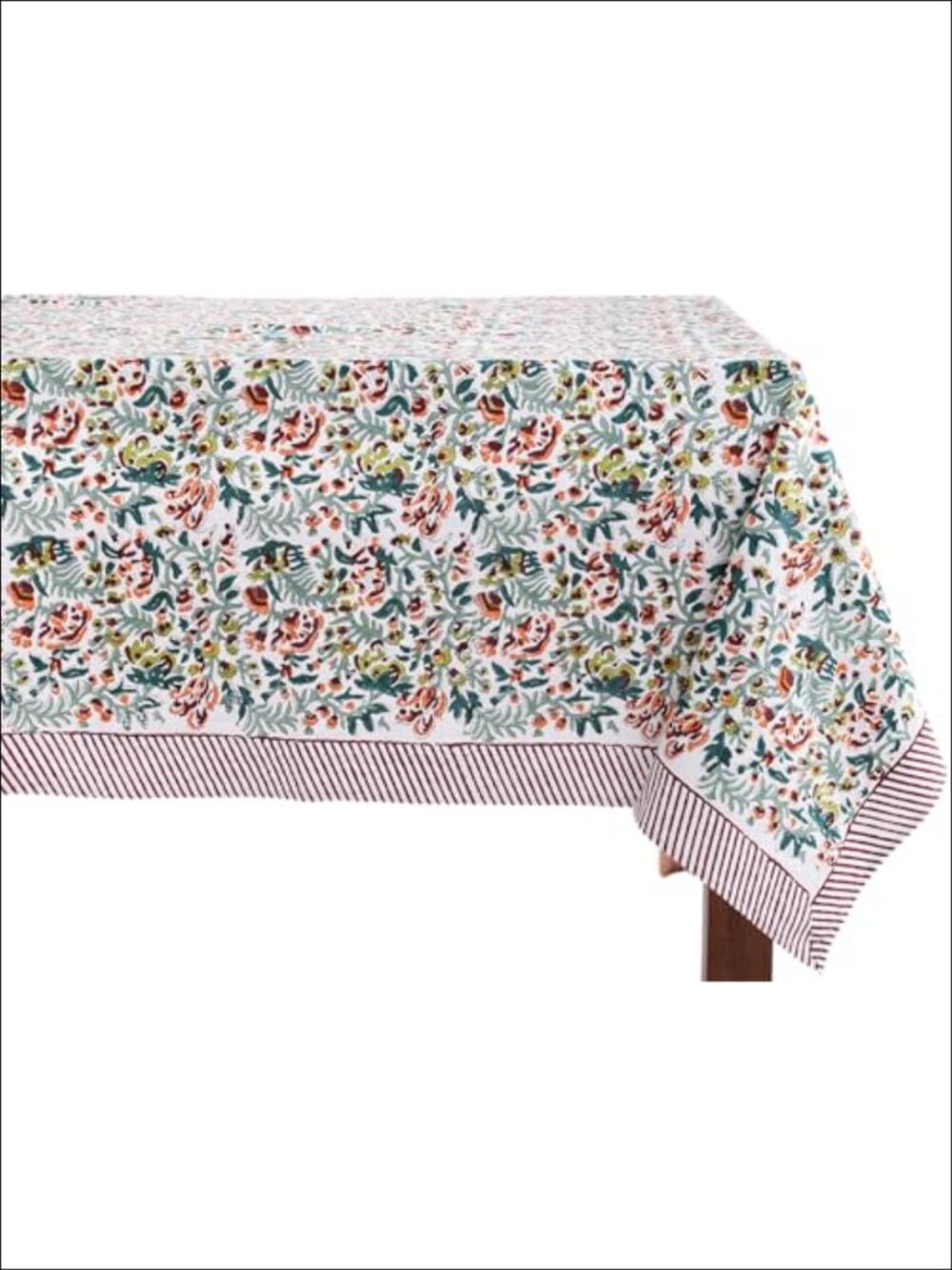 Cotton Blockprint Rectangle Tablecloth 108x60 Floral Handmade Dining Cover